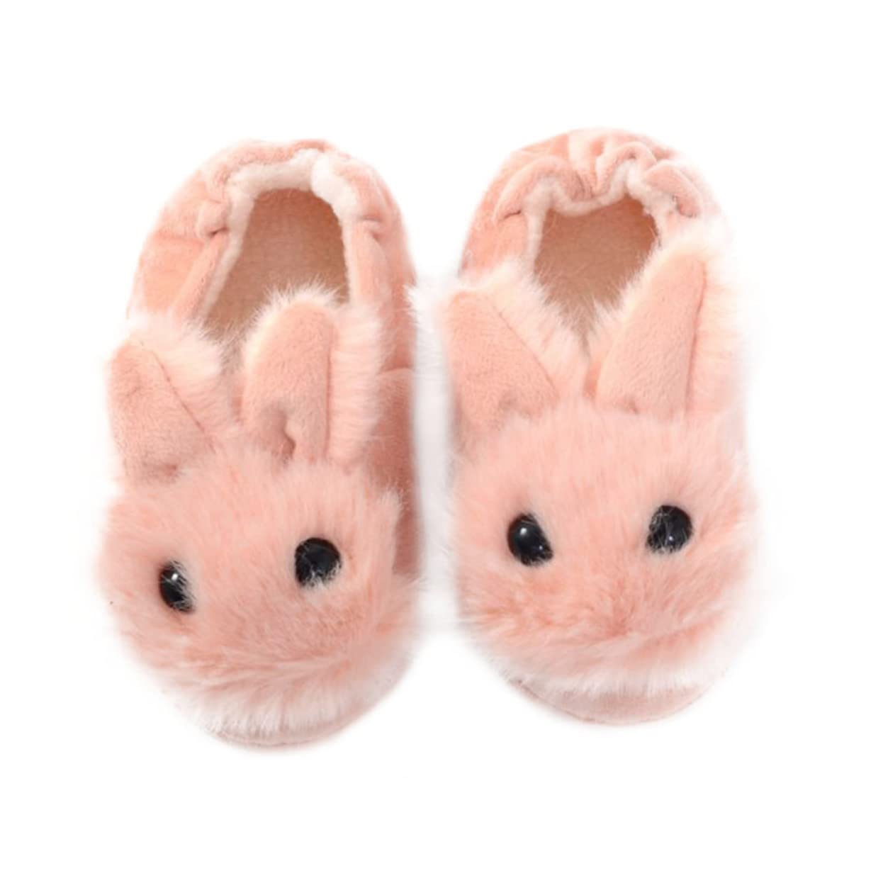 TOVINANNA Comfortable Plush Baby Slippers Warm Winter House Slippers for Girls Bunny Shape Size 19/20