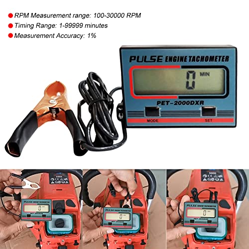 Digitaler Drehzahlmesser, 2/4 Takt Induktiver Drehzahlmesser, Digital Tachometer mit Stundenzähler, Drehzahlmesser Motorsäge für Motorrad Schneefräse Motocross Rasenmäher Generator Kettensäge
