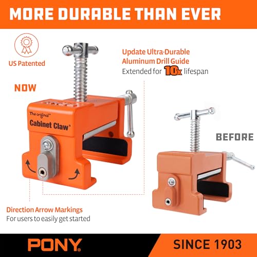 PONY 4-Pack Cabinet Clamps, 8510 Cabinet Claw, Face Frame Clamps for Installing Cabinets, 440 lbs Load Limited Orange