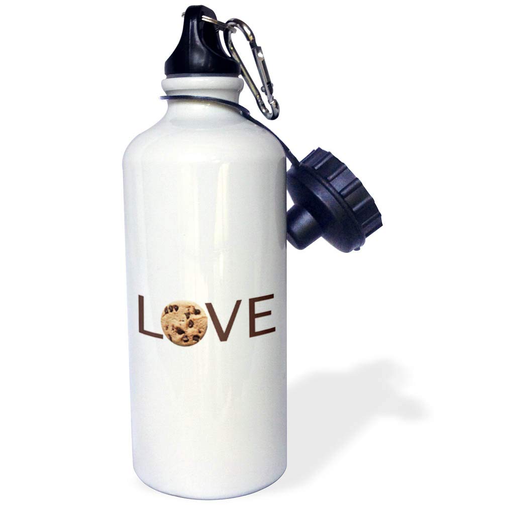 3dRose Love Text with Chocolate chip Cookie for O-Yummy Food-Sports Water Bottle 21oz 21 oz Multicolor