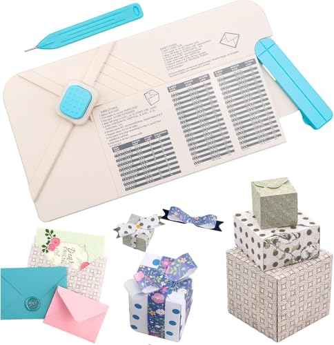 BAOFALI 3-in-1 Punch Board for Envelopes Gift Boxes Bows with Indentation Pen for Creating Custom Envelopes Bows and Gift Boxes Birthday Party of Different Sizes. Card Making and DIY Projects