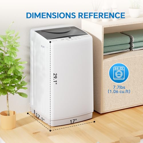 Image of OLIXIS 1.06 Cu.Ft. Portable Washing Machine, Full-Automatic Laundry Washer | Stainless Steel Drum, 10 Wash Cycles, Auto-Balance, LED Display, 7.7lbs for Home Apartment Dorm, White