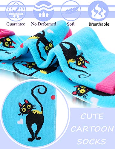 Image of Anlisim Girls Socks Cute Animal Pattern Cartoon Novelty Fashion Soft Cotton Socks 6 Pairs