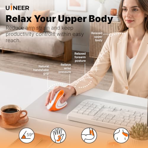 Uineer Ergonomic Vertical Mouse Tri Mode Wireless Rechargeable 4 DPI - image 2