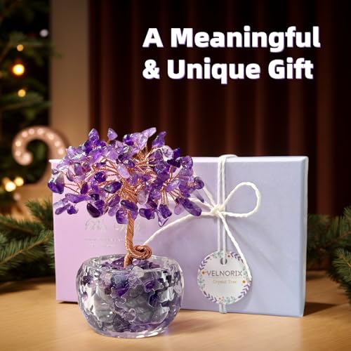 Crystal Tree of Life, 7 Chakra Tree, gem Stone Tree, Spiritual Trees, Money Tree, Healing Tree, Zen Tree, Energy Tree for Home Office Desk Decor, Crystal Gifts for Women (Purple Amethyst) - Image 5