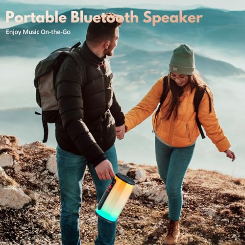Image of JYX Portable Bluetooth Speaker, Wireless Waterproof Speaker with Colorful Lights, Support TWS /TF Card /USB /AUX, Loud HD Stereo Sound, Robust Bass, Lightweight for Party /Outdoor /Camping (Colorful)