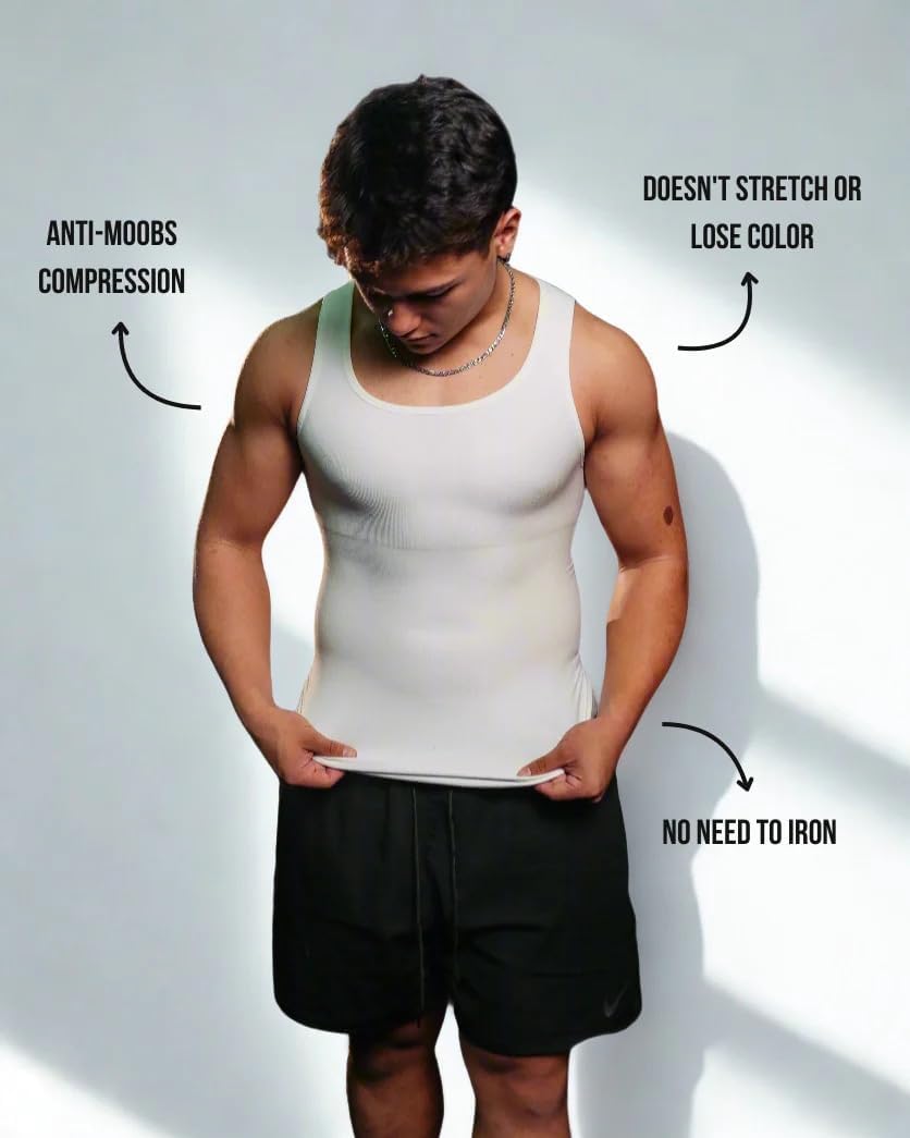 INSHAPE Men’s Compression Shirt Slimming Shapewear Tank – Chest & Abdomen Control Undershirt for Gynecomastia - Image 2