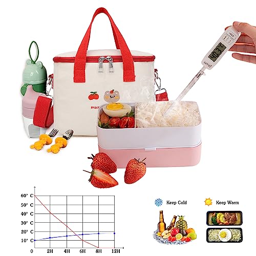 PORRASSO Lunch Bag Insulated Cooler Bag Crossbody Lunch Box Bag Storage Bag Waterproof Leak-Proof Cool Thermal Lunch Tote for Work Camping Outdoor BBQ Party Red - Image 4