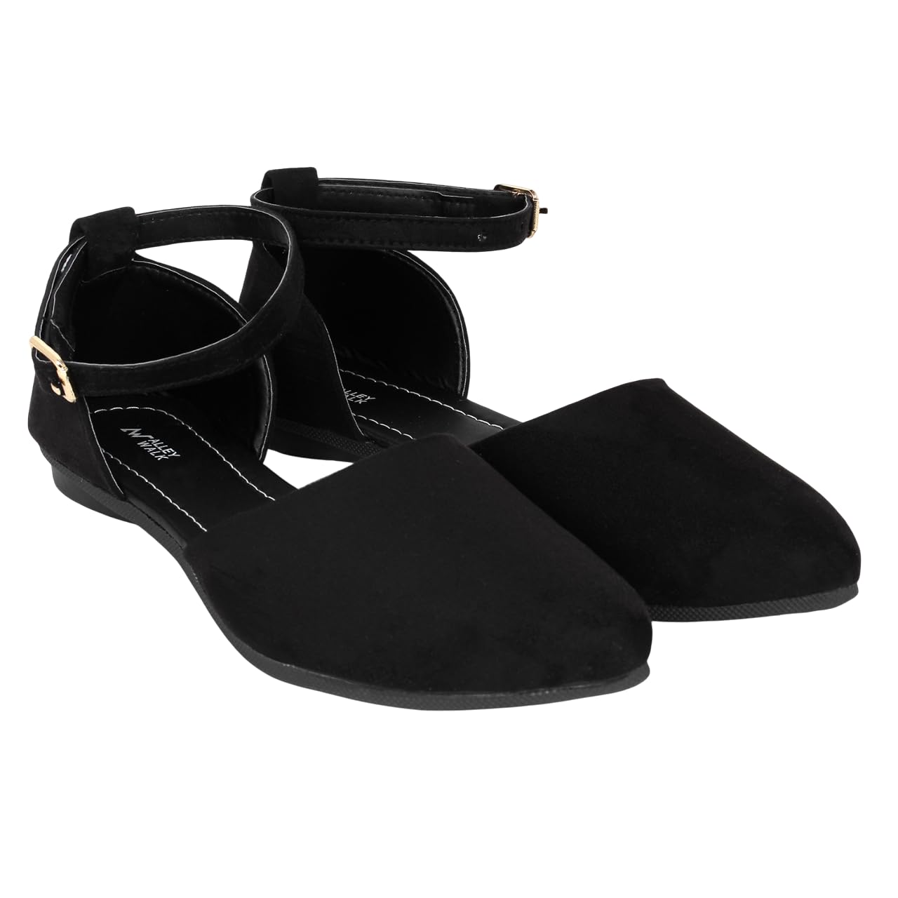 Women’s Suede Ankle Strap Bellies | Elegant Round Toe Flats with Buckle Closure for Office, Casual-image-49