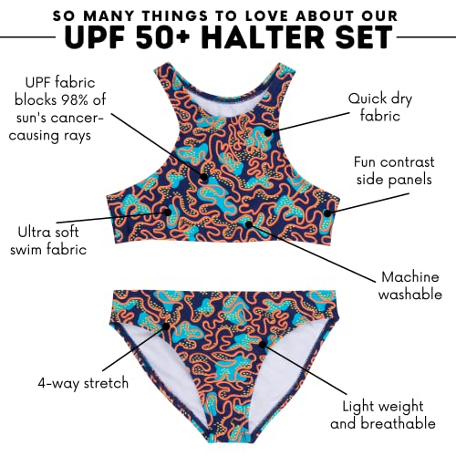 Image of SwimZip Girls' Halter Top and Bikini Bottom 2 Piece Set UPF 50+ Sun Protection