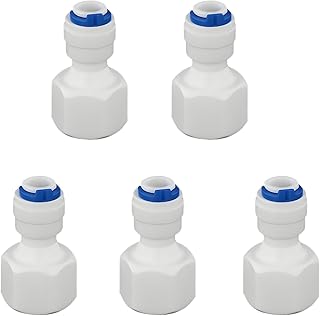 3/8" Female Thread Straight x 1/4" PE Hose OD Push-In Quick-Connect Fitting for RO Reverse Osmosis Water Filter Plastic Joint, Beverage Dispenser & Water Filtration/Purification Systems (5PCS)