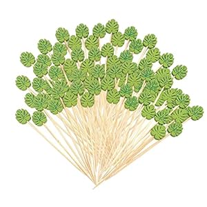 Cocktailstokken Houten voorgerecht Pick Groen Blad Tandenstoker voor Party Bar 100 stks, Houten decoratieve…
