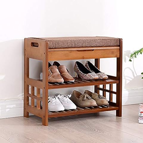 GGFHH 2 Tier Shoe Bench with Cushion Cover