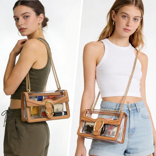 Image of Joryin Women's Stadium Approved Crossbody Bag for Women, Small Clear Bag Shoudler Purse with Chain Strap