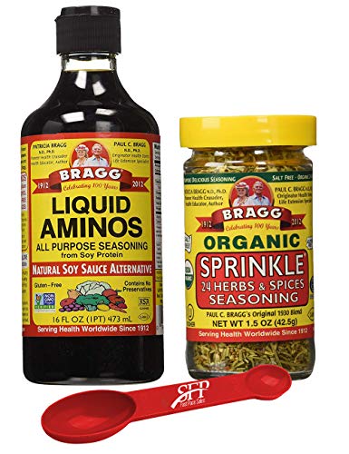 Bragg's Organic Variety Pack for Cooking: Bragg Organic Liquid Aminos 16 Oz + Bragg's Sprinkle Seasoning Blend - 24 Herb & Spices, 1.5 Oz