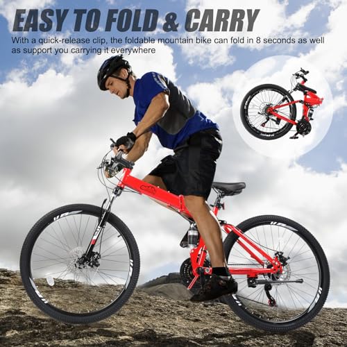 Ktaxon Folding Mountain Bike 21-Speed Adult Bikes 26/27.5