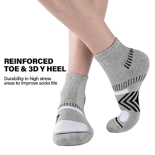COOPLUS Mens Cushioned Ankle Socks, Cotton Athletic Performance Quarter Socks3