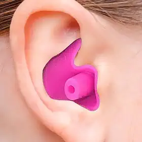 Protetor de Ouvido para Natação em Silicone Flexível, Tampão Auricular - Adulto (Rosa, Tamanho único)