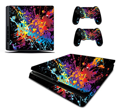 the grafix studio Paint Splat Sticker Compatible With/Skin PS4 slim/Sony Playstation 4 Slim Console & Remote controller stickers, pss5