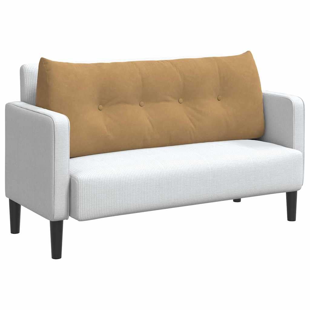 Rückenkissen 120 x 24 x 50 cm Samt Bett Keilkissen Braun | Ergonomisches Stützkissen für Schlafzimmer und Sofa, weicher Bezug mit Seitentasche für Brille oder Fernbedienung.