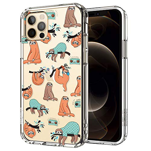 MOSNOVO Cute Sloth Pattern Designed for iPhone 12 Case 6.1 Inch/Designed for iPhone 12 Pro Case 6.1 Inch - Clear