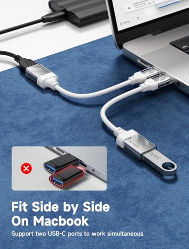 Image of JSAUX USB to USB C Adapter [2 Pack], USBC OTG Adapter Compatible with MacBook Pro /Air, iPhone 15 Pro Max, Samsung Galaxy S24 /S23 /S22 /S21 and More USB C Devices-Crystal White