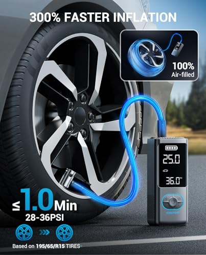 Image of AVAPOW 8000A Battery Jumper Starter Portable with 4″ HD Display PD 30W Dual-Way Fast Charging & AVAPOW Tire Inflator Portable Air Compressor, 150 PSI Cordless Car Tire Air Pump with Pressure Gauge