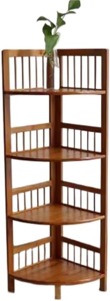Étagères de rangement d'angle en bambou pour organiser le bureau