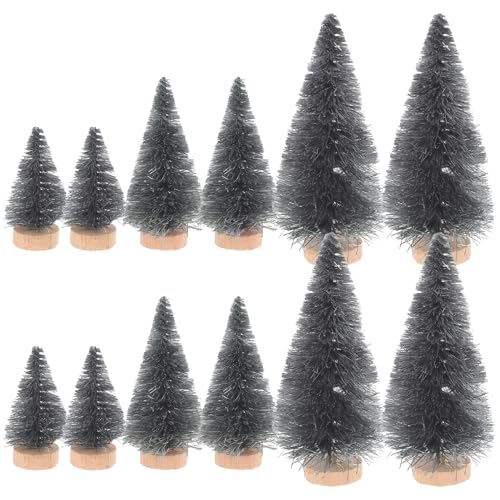 PHENOFICE 12pcs 12pcs Miniature Black Conifer Trees Realistic Craft Decorations for Scary Scene Arrangement and Prank Props