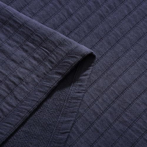 Image of Tommy Hilfiger - King Size Blanket, 100% Woven Cotton Bedding, Medium Weight for Year Round Comfort, Throw Blanket for Couch & Bed (Essential Weave Navy)