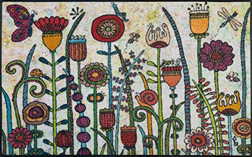 Wash+Dry Door Mat Sundentag 75 x 120 cm Colourful Indoor and Outdoor Washable, Sunday Colourful, 75 x 120 cm (Rectangular)