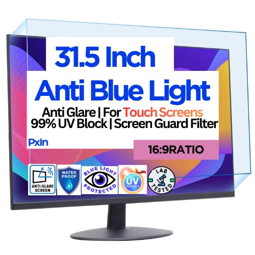 Image of Pxin 31.5 Inch (16:9) Monitor Screen Protector | Anti Glare | Touch Support | Blue Light Filter | 99% UV A /B /C Block | Scratch Resistant Matte Film | Reduce Digital Eye Strain