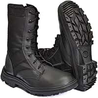 Bota Coturno Militar Com Ziper E Cadarço Couro Extra Leve Conforto e Segurança