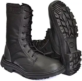 Bota Coturno Militar Com Ziper E Cadarço Couro Extra Leve Conforto e Segurança