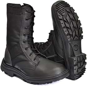 Bota Coturno Militar Com Ziper E Cadarço Couro Extra Leve Conforto e Segurança