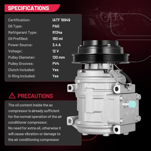 BDFHYK 67324 Air Conditioning A/C Compressor with Clutch Compatible with Toyota Tacoma V6 3.4L 1995 1996 1997 1998 1999 2000 2001 2002 2003 2004