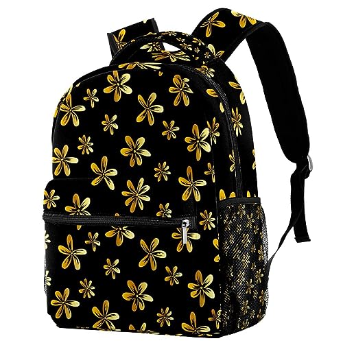 Sac à dos Campus motif fleur dorée 29x20x40cm avec porte-bouteille