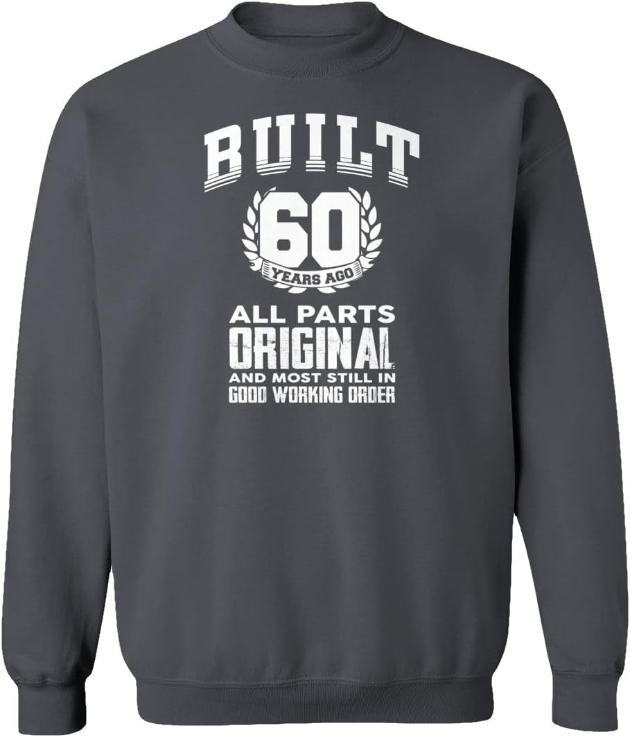 60th Birthday Built 60 Years Ago Funny Unisex Sweatshirt Crewneck Sweater (Gray, 3X-Large)