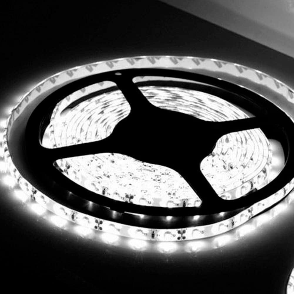 ausuky DC12V 5Meters SMD 5050 RGB white Waterproof 300 LEDs Flexible Tape Strip Light (Cool White,Non Waterproof)