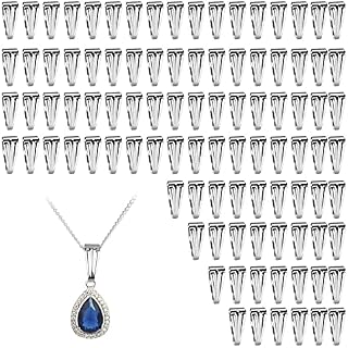 200 Pieces Pinch Clip Bails Pendant Clasps, Snap Bail Pinch Bails Necklace Clasps Pendant Charms Clasp Connectors Bails for Necklace Pendant Jewelry DIY Craft(8.5 x 3.5 mm)