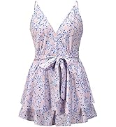 Locachy Womens Boho V Neck Off Shoulder Elastic Waist Ruffle Shorts Romper Jumpsuit