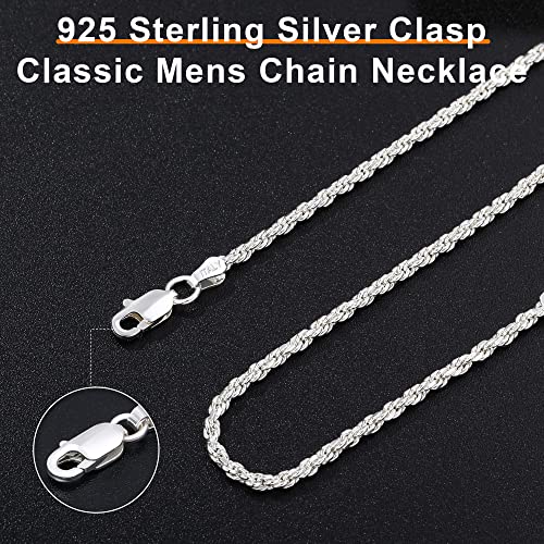 OCHCOH 925 Sterling Silver Clasp 2/2.5/3/4/5mm Rope Chain Necklace for Men Women Diamond Cut Silver Chain Necklace for Men 16-30 Inch4