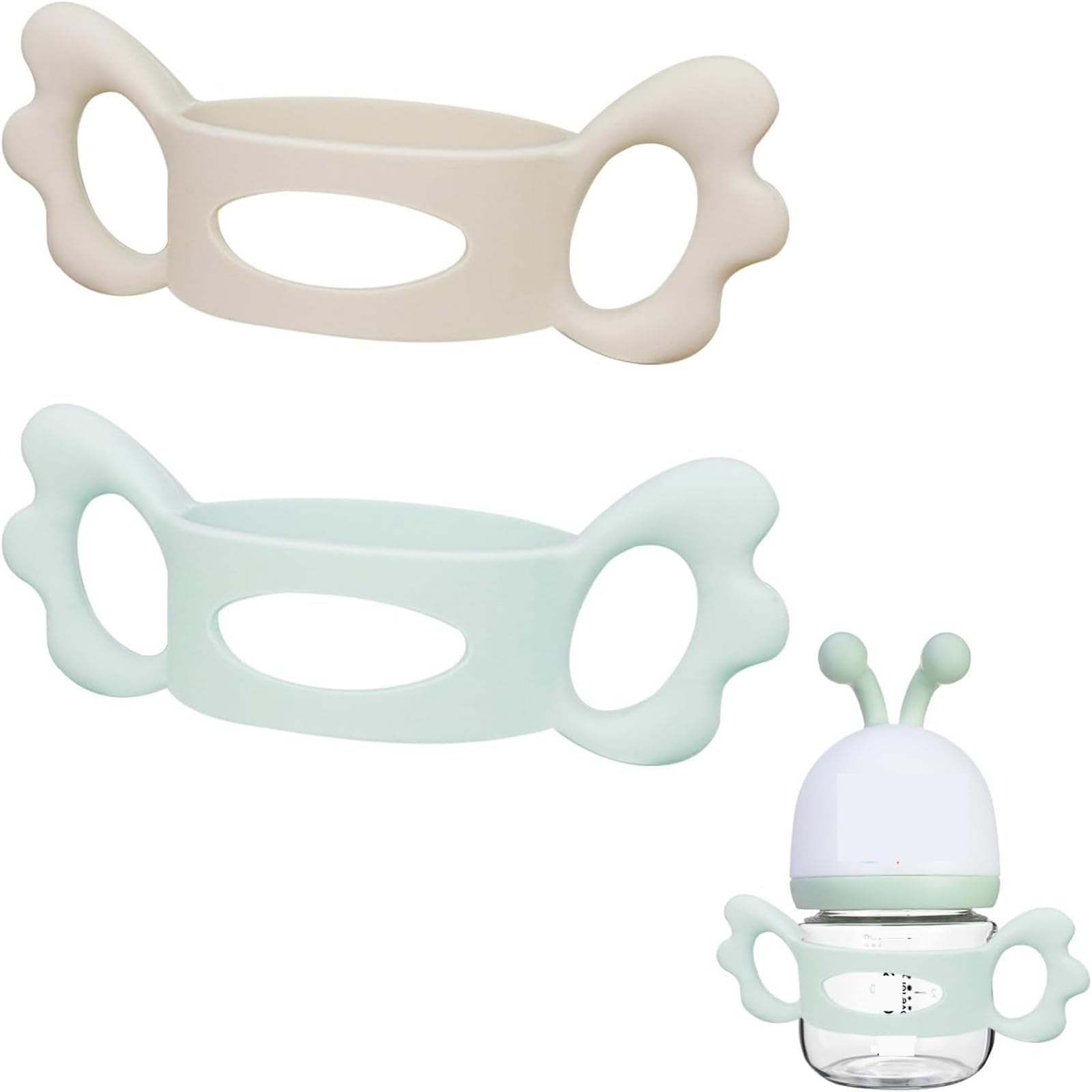 Wide-Neck Baby Bottle Handle, Silicone Baby Bottle Grip, Bottles Holders, for Bottles with Outer Diameter Above 6cm, 2 pcs