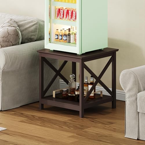 Image of ChooChoo End Tables Set of 2, 24 Inch End Table with 2-Tier Storage Shelf