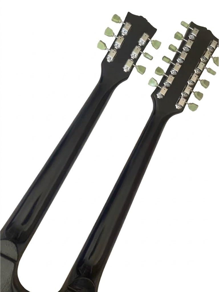 Chitarra elettrica a doppio manico con corpo solido, 6 e 12 corde nere humbucker, dimensioni standard for palcoscenici rock classici (Guitarra Eléctrica)