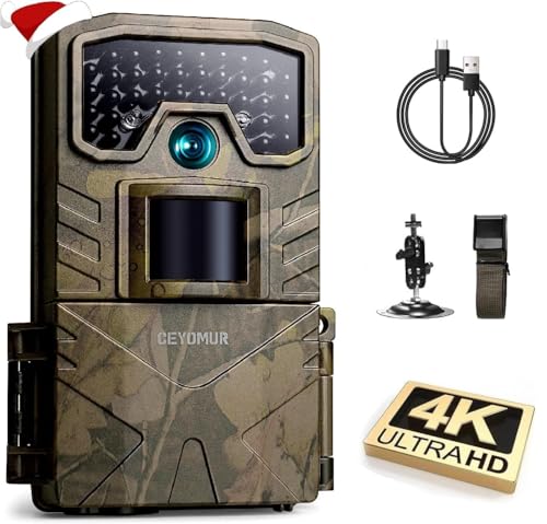 CEYOMUR Cámara de Caza 4K 30fps, 48MP Camara Fototrampeo con Visión Nocturna, Diseño de Temporizadorn, IP66 Prueba de Agua para Monitoreo de Vida Silvestre y Vigilancia del Hogar