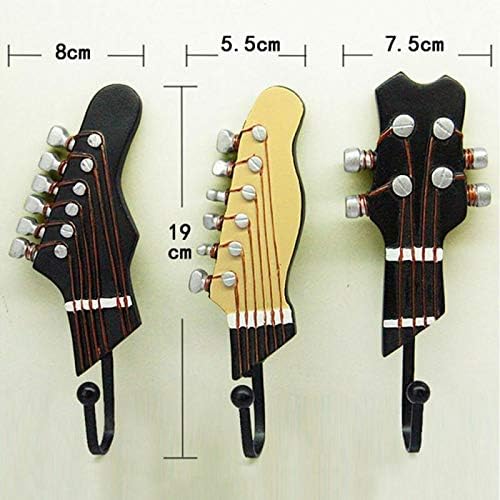 Retro Guitar Heads Music Home Resin Clothes Hat Hanger Hook Wall Mounted for Watch Keys Sundries