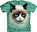 The Mountain Men's Grumpy The Cat T-Shirt, Teal, Large