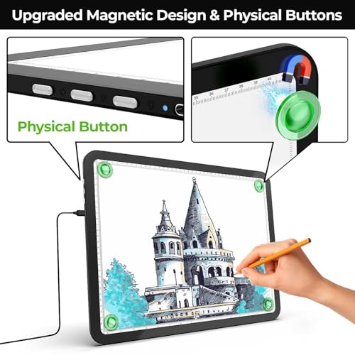 Image of Zocelight A4 Diamond Art Light Board,11000 Lux Super Bright Light Box for Tracing,Side Button Design,3 Color Light pad,Magnetic Ultra Light Table for Diamond Painting,Sketching, Weeding Vinyl(Black)