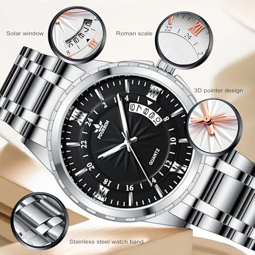 Image of Oligitdi Men's Watches Fashion Luxury Waterproof Date Functional Wrist Watch Quartz Wristwatches for Stainless Steel Band (Black)